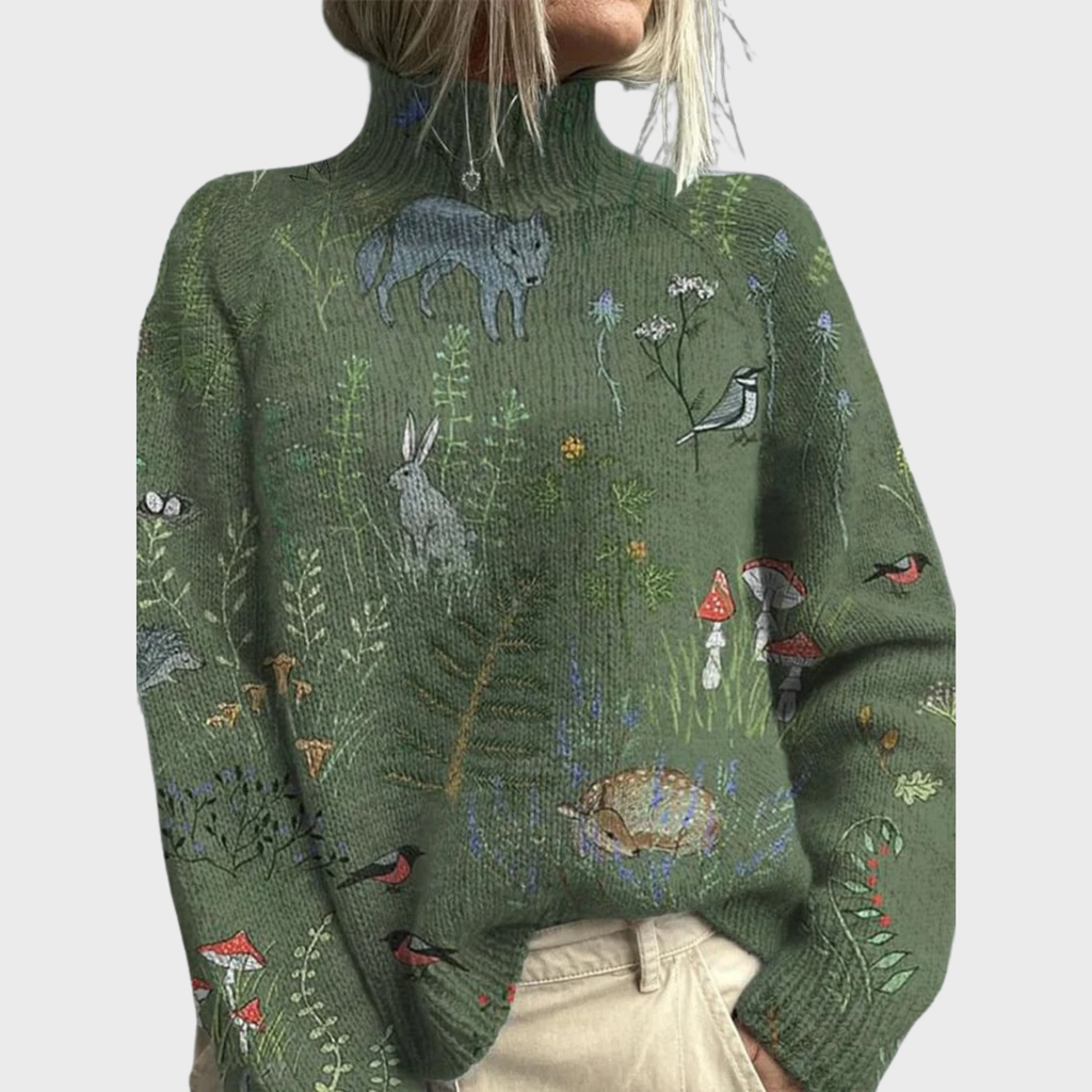 HANA™ | Suéter de Punto Acogedor con Estampado Inspirado en el Bosque