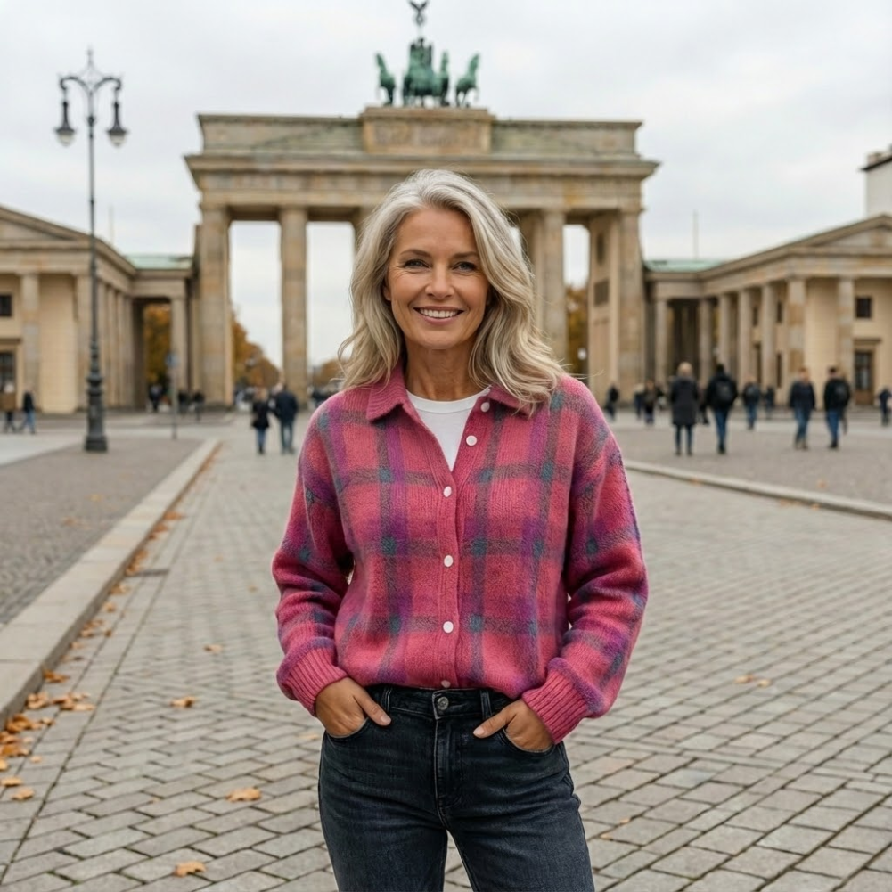 Anna | Weiche Strickjacke mit Karomuster