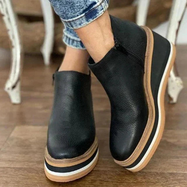 Catalina | Bota Elegante De Cuero Con Tacón Cómodo