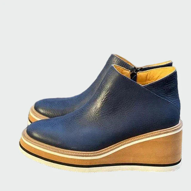 Celia | Elegantes Botines Camel De Cuero Con Plataforma