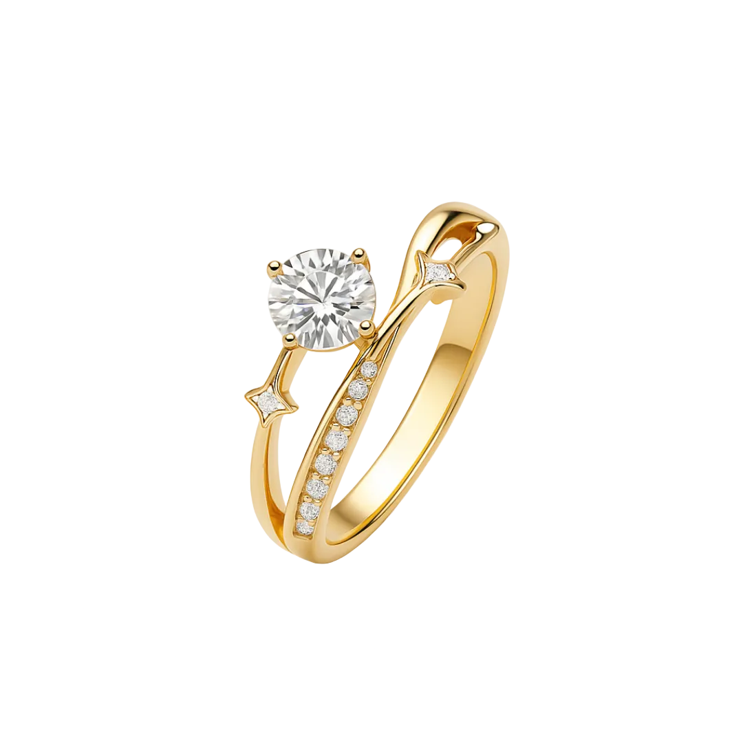 ANILLO VALENTINO COSTA SOLITARIO DOBLE ARO CON CIRCONITA