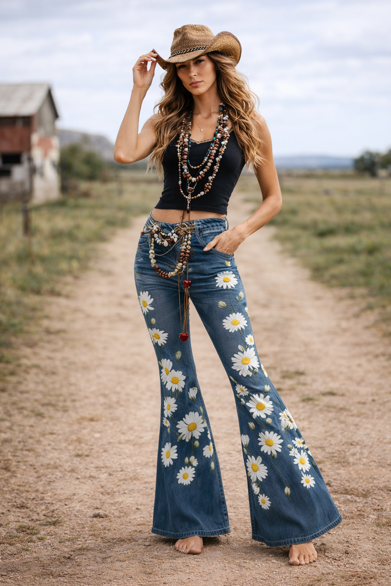 PANTALÓN BOHO FLORAL FLARE FLOW