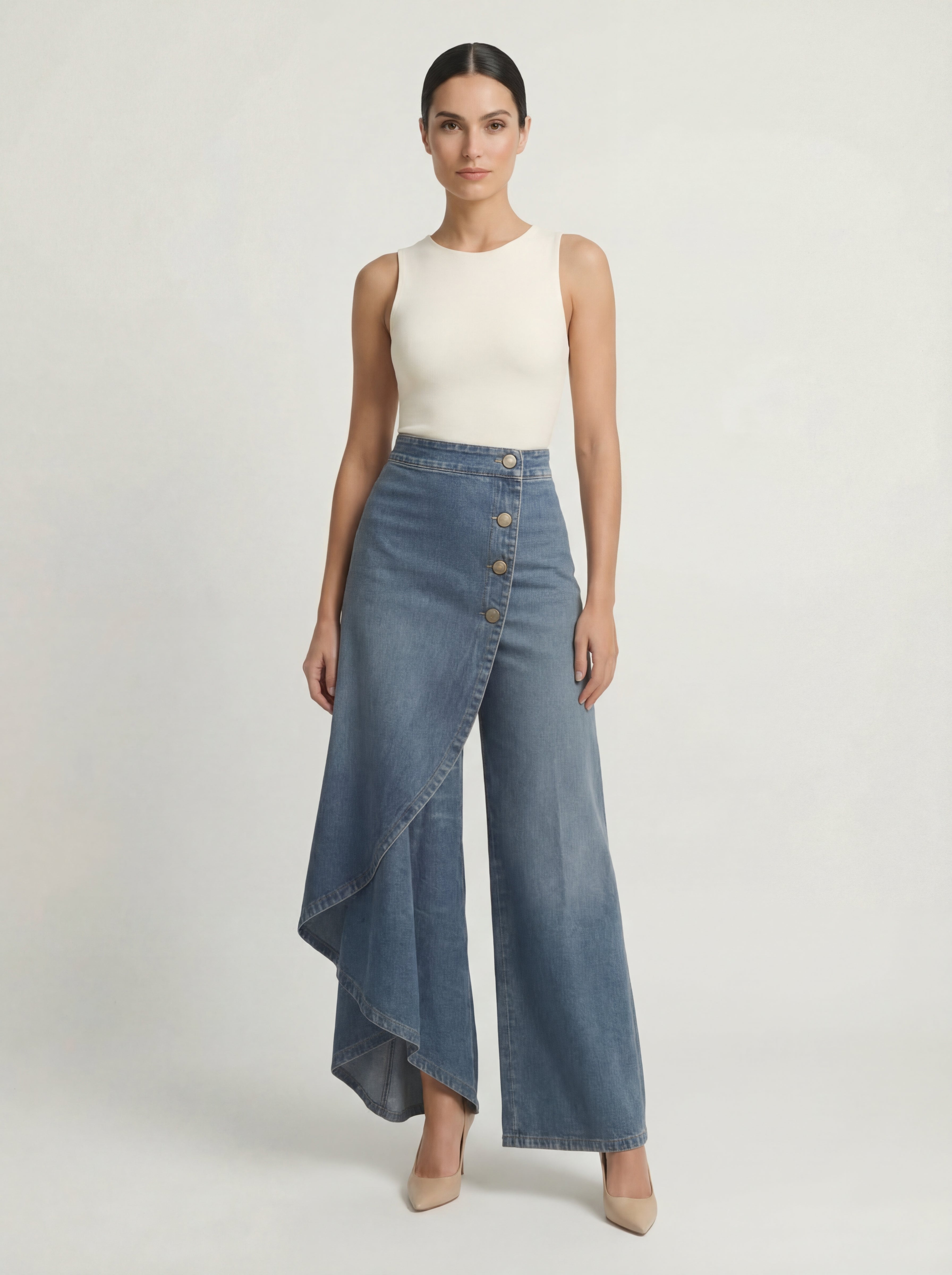 AITANA | PANTALÓN PALAZZO DENIM CRUZADO