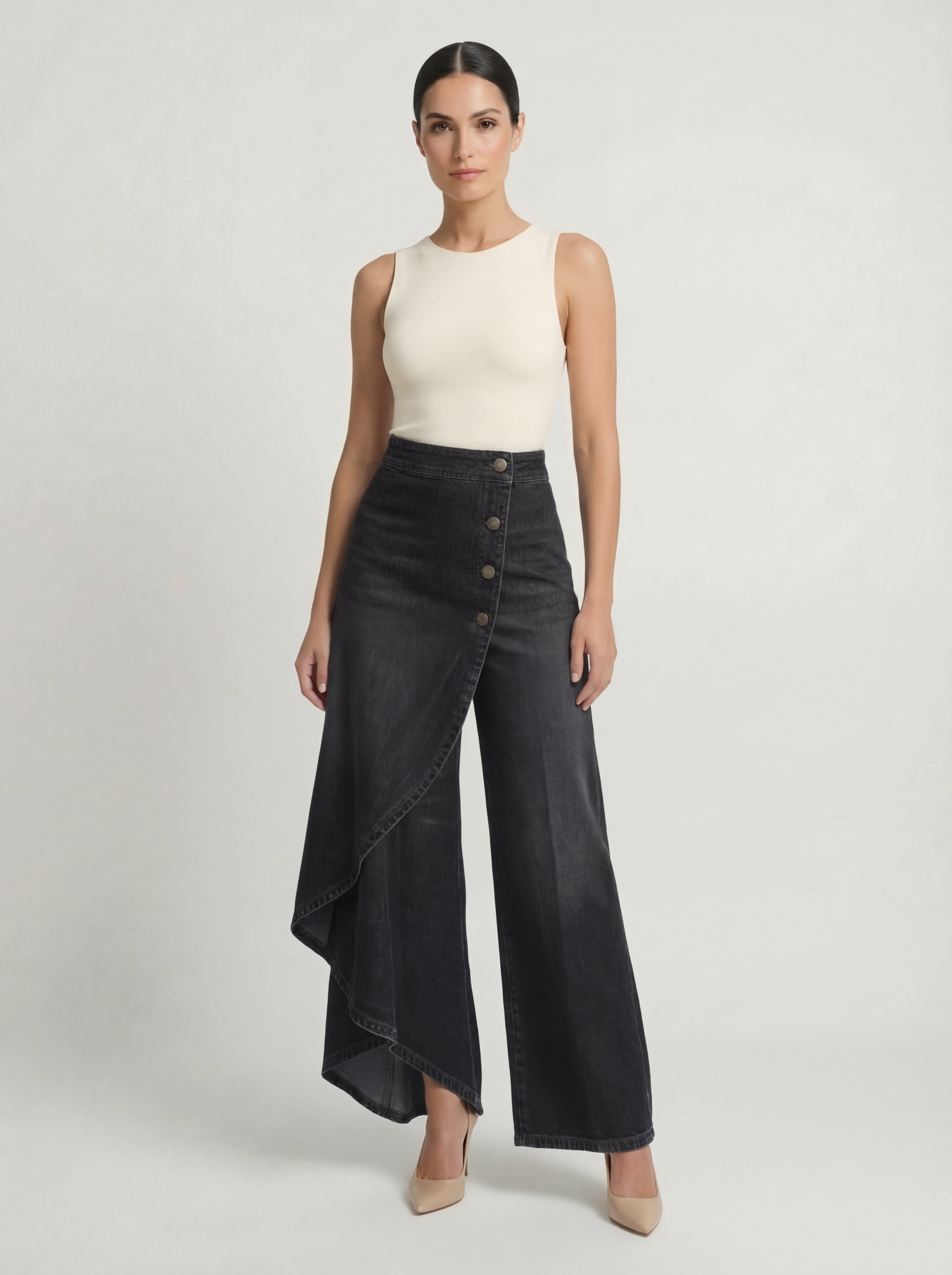 AITANA | PANTALÓN PALAZZO DENIM CRUZADO