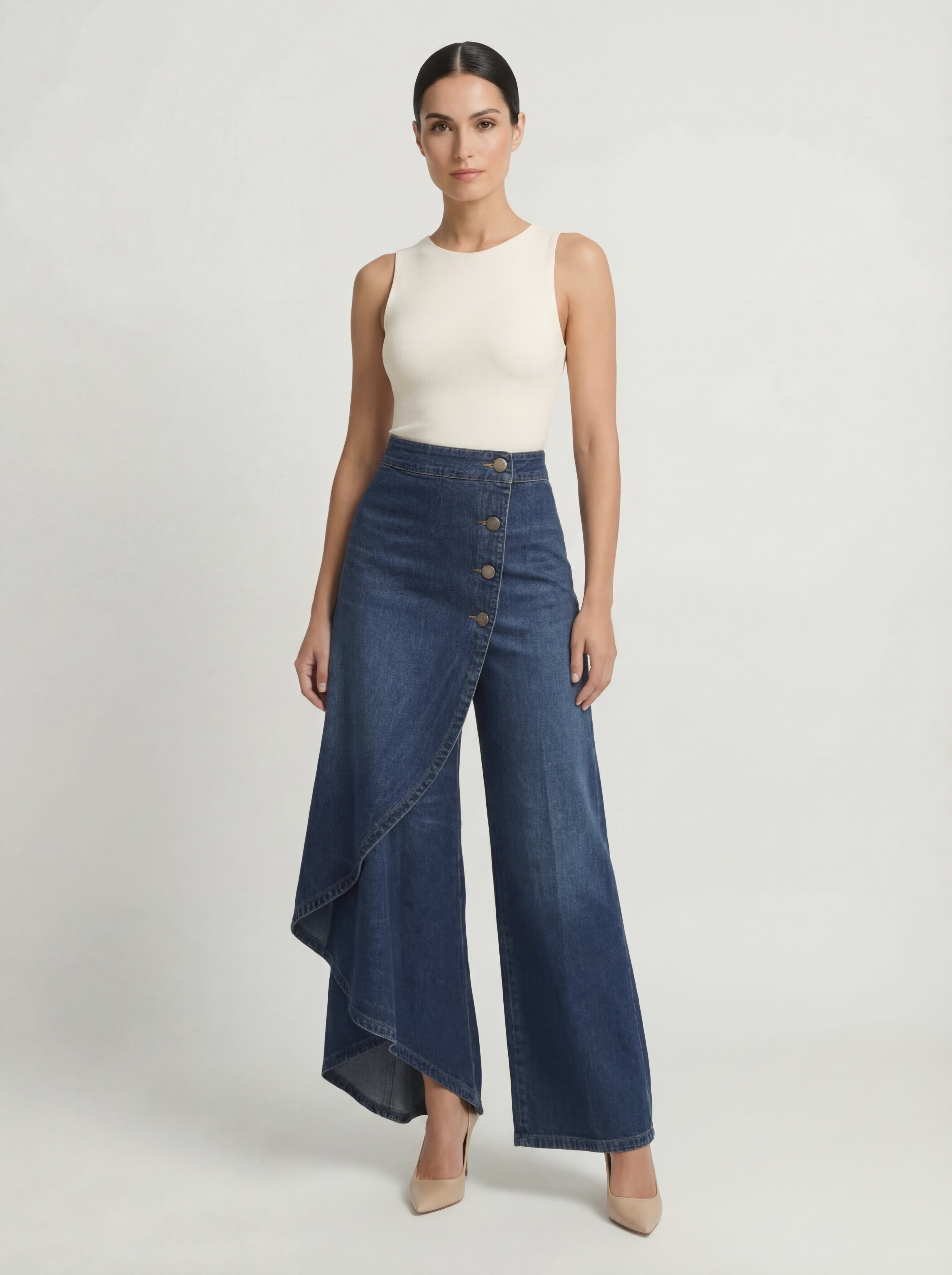 AITANA | PANTALÓN PALAZZO DENIM CRUZADO