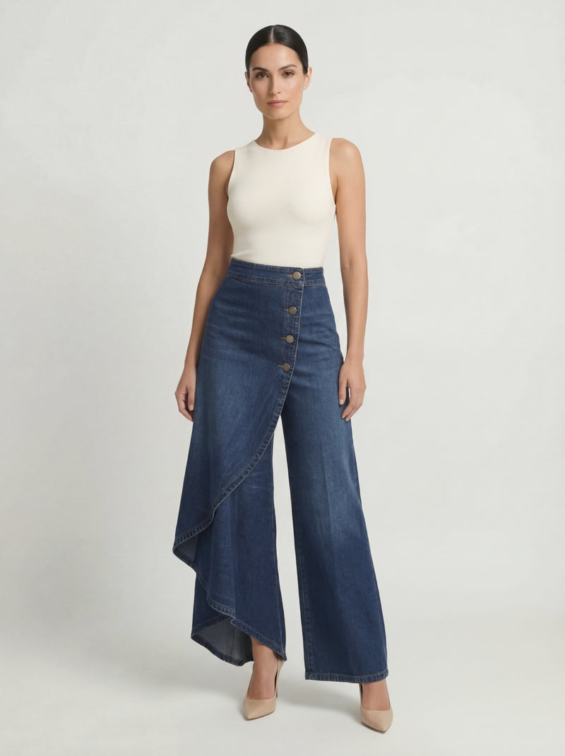 AITANA | PANTALÓN PALAZZO DENIM CRUZADO