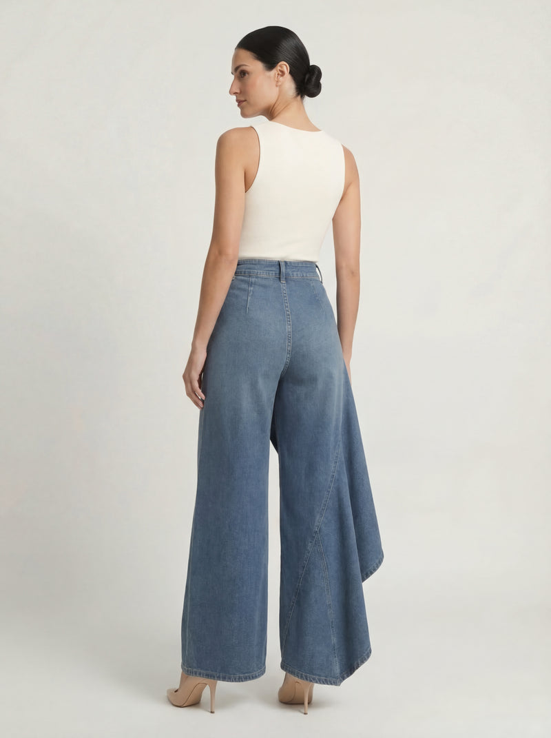 AITANA | PANTALÓN PALAZZO DENIM CRUZADO