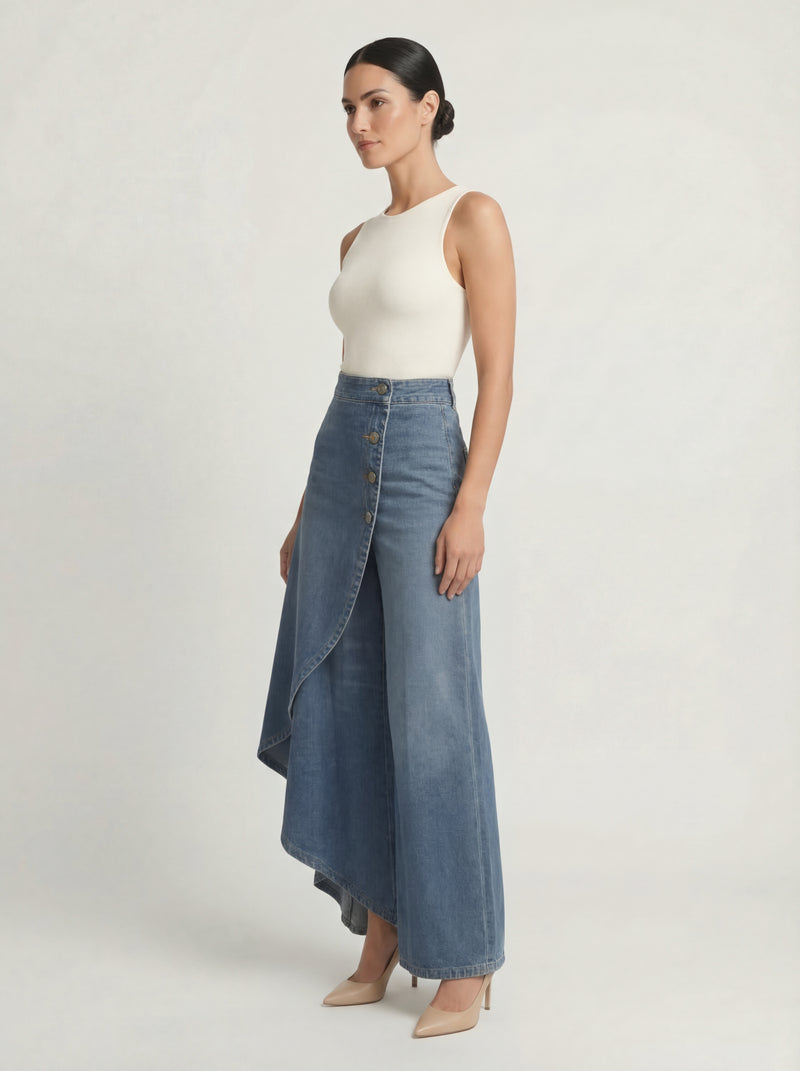 AITANA | PANTALÓN PALAZZO DENIM CRUZADO