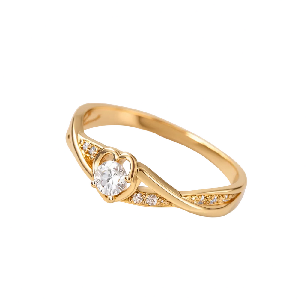 ANILLO VALENTINO COSTA DORADO CORAZÓN CON CIRCONITAS