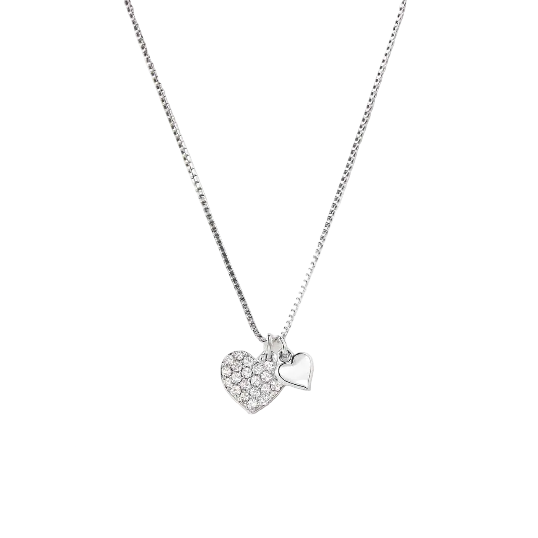 COLLAR VALENTINO COSTA CORAZÓN PLATEADO CON CIRCONITAS