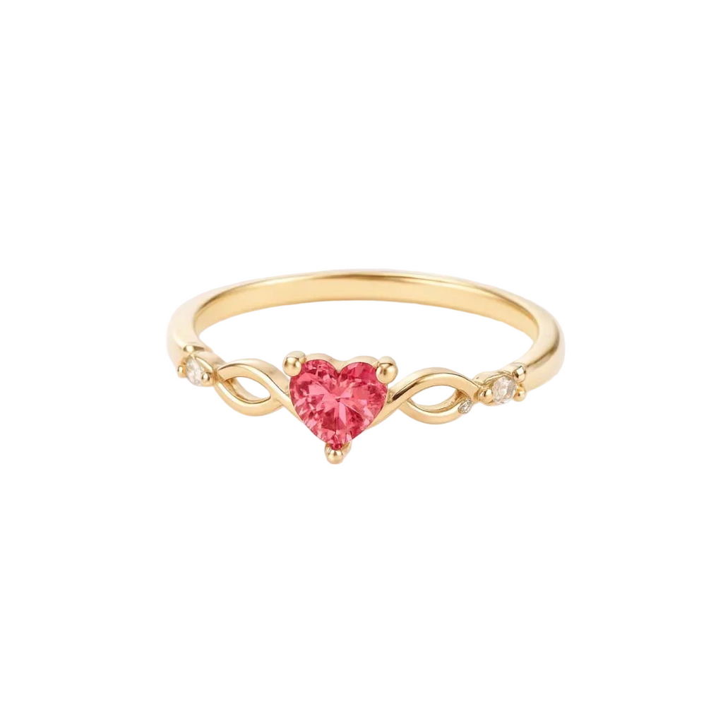 ANILLO VALENTINO COSTA DORADO CORAZÓN CON CIRCONITA DE COLOR
