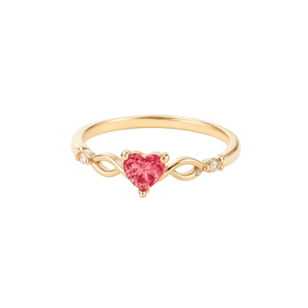ANILLO VALENTINO COSTA DORADO CORAZÓN CON CIRCONITA DE COLOR