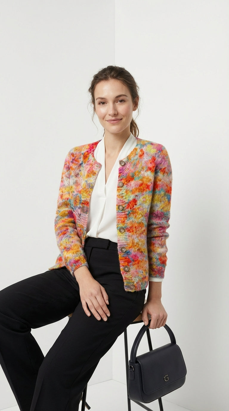 GWEN | Cárdigan Floral de Punto Suave