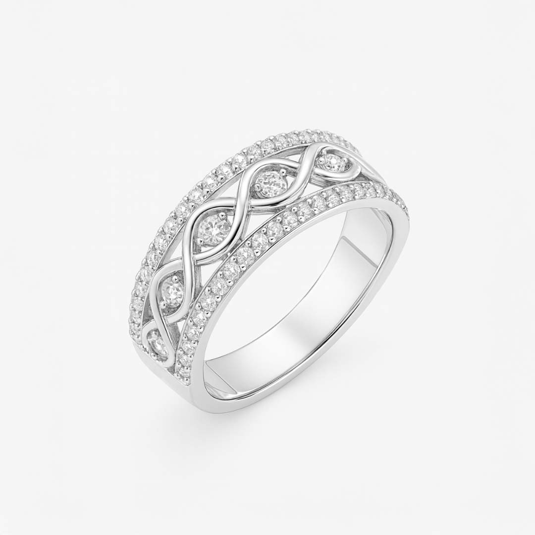 ANILLO VALENTINO COSTA TRENZADO CON CIRCONITAS