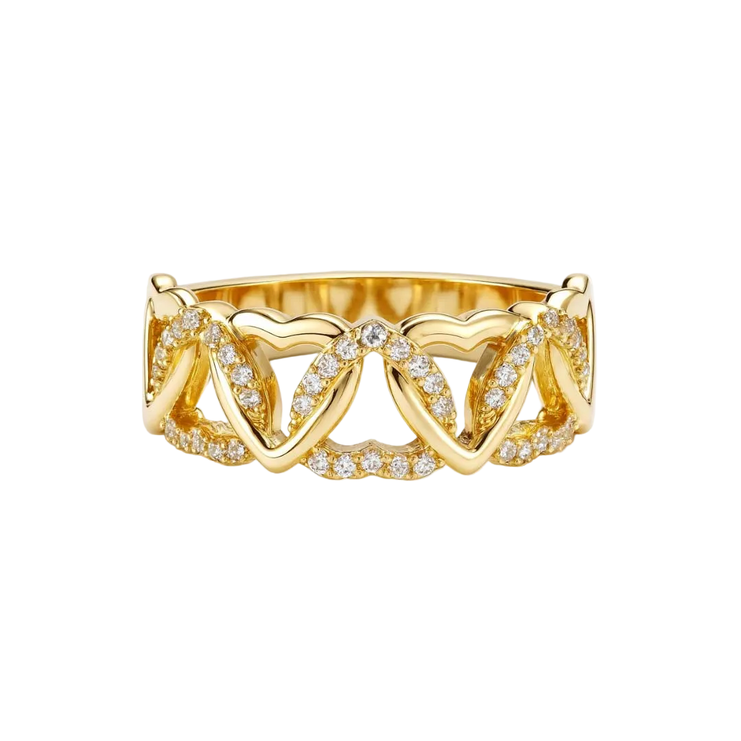 ANILLO VALENTINO COSTA DORADO CALADO CON CIRCONITAS
