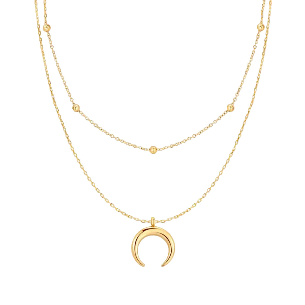 COLLAR VALENTINO COSTA DORADO DOBLE CON LUNA