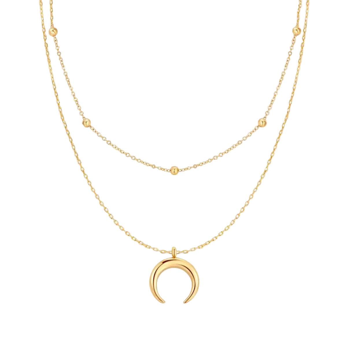 COLLAR VALENTINO COSTA DORADO DOBLE CON LUNA