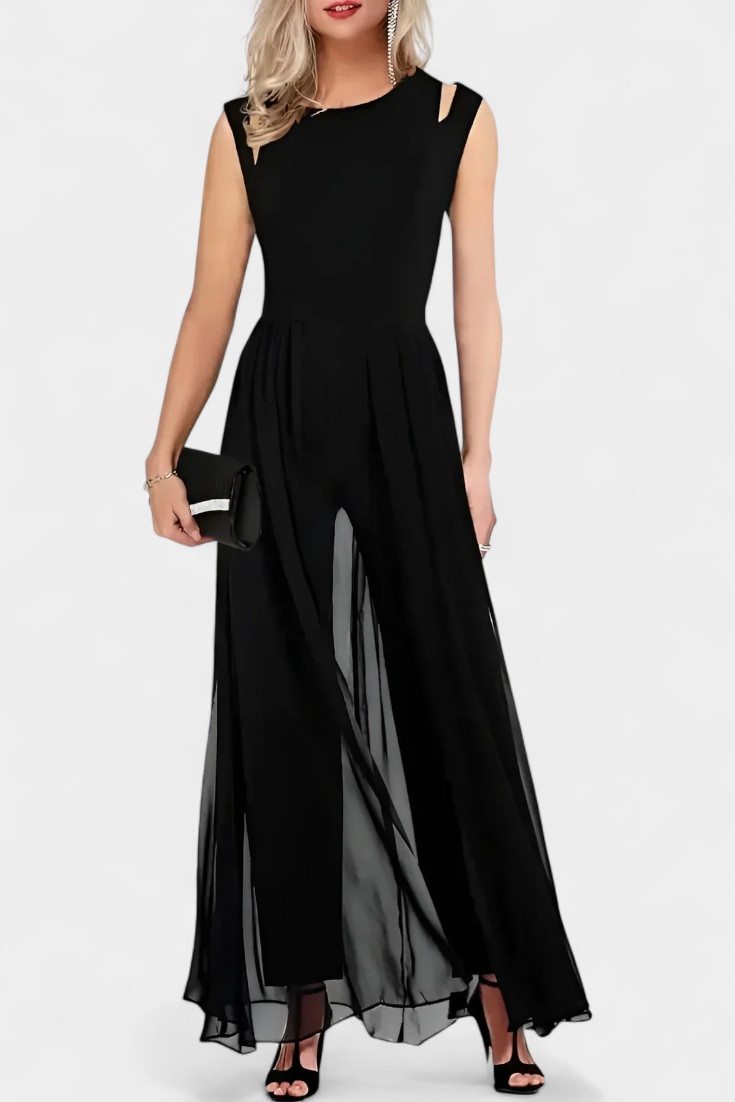 Nadia Mono Elegante sin Mangas con Transparencia Frontal