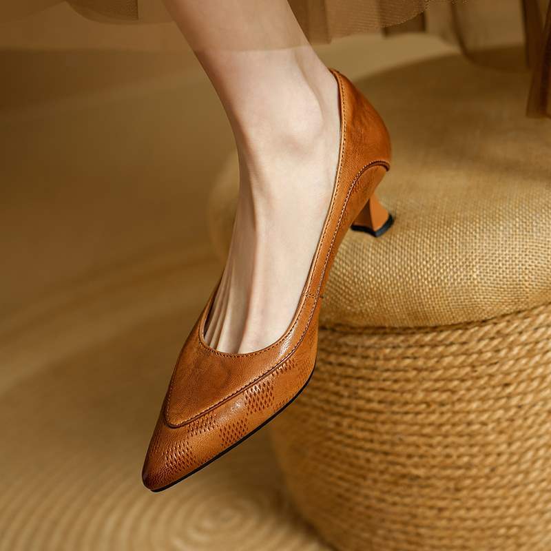Zapatos de Tacón Alto de Cuero Auténtico Belle