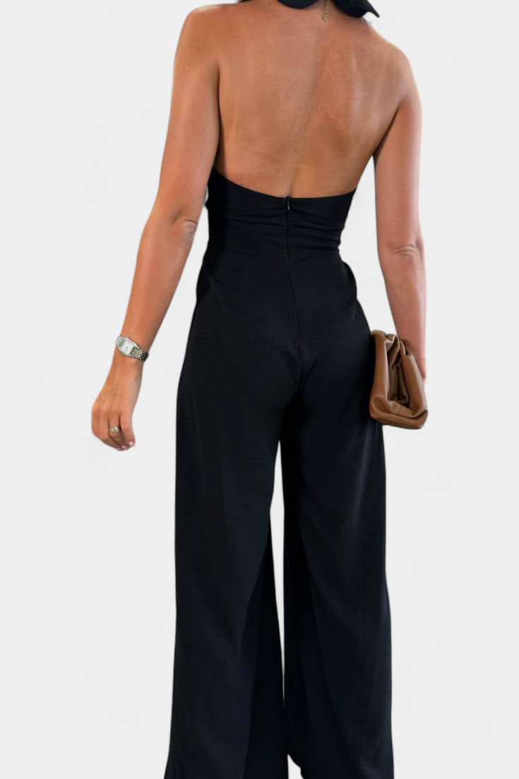 Jessica Mono Halter Cruzado sin Espalda y Pierna Ancha