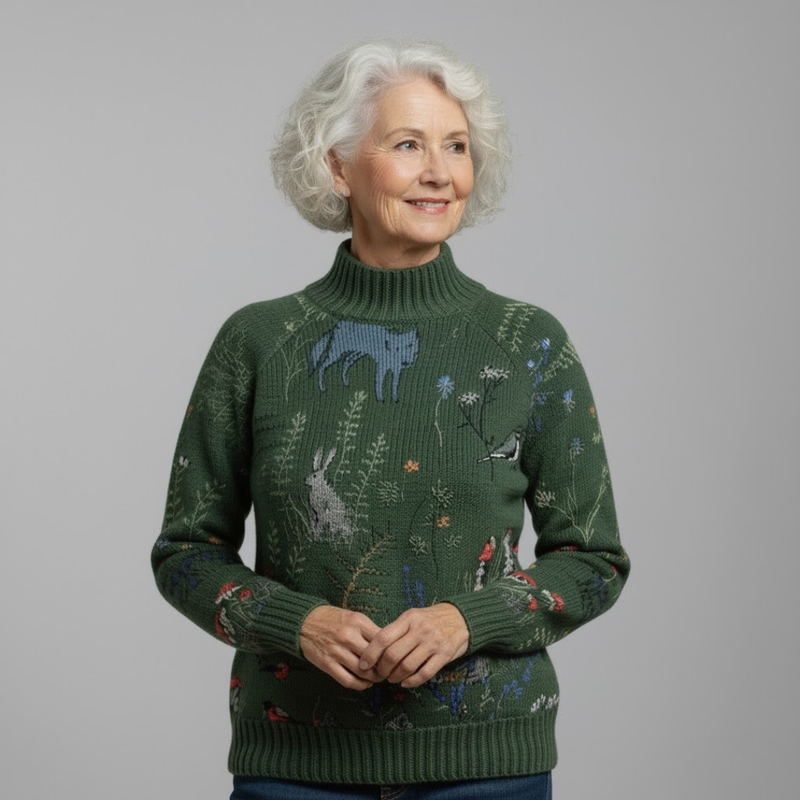 HANA™ | Suéter de Punto Acogedor con Estampado Inspirado en el Bosque