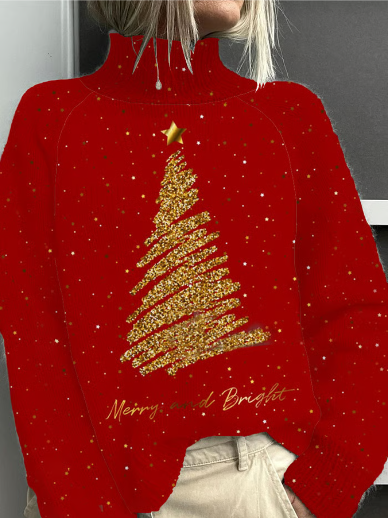 Sara - Suéter navideño con árbol de Navidad dorado