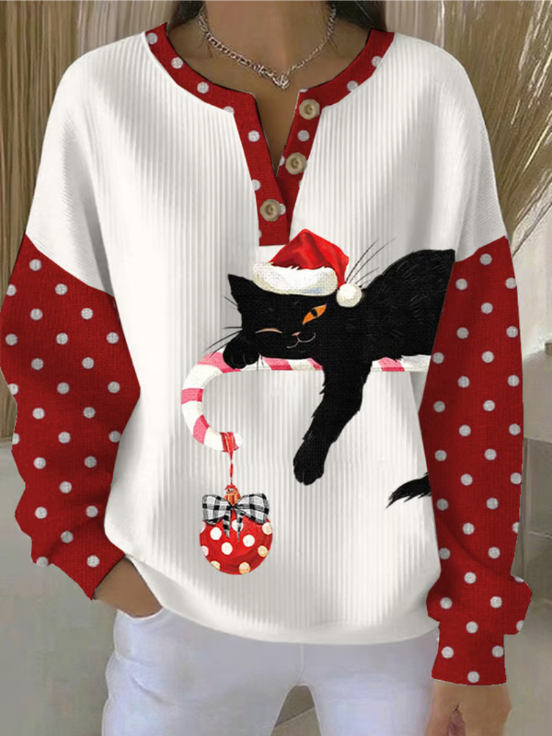 Mila - Suéter navideño con gato