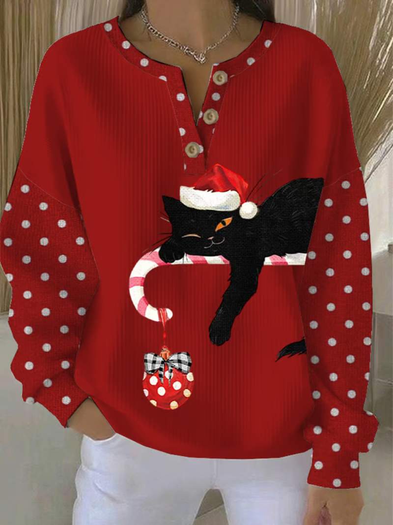 Mila - Suéter navideño con gato