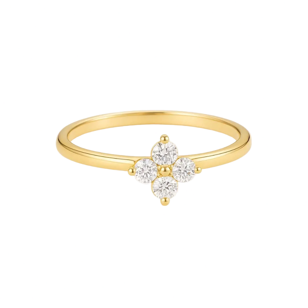 ANILLO VALENTINO COSTA FLOR DORADA CON CIRCONITAS