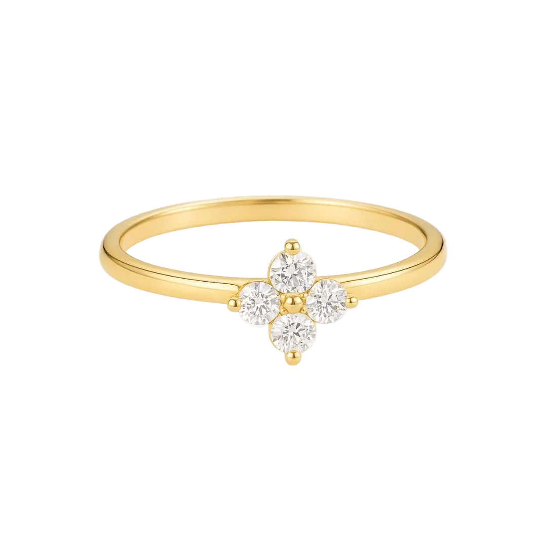ANILLO VALENTINO COSTA FLOR DORADA CON CIRCONITAS