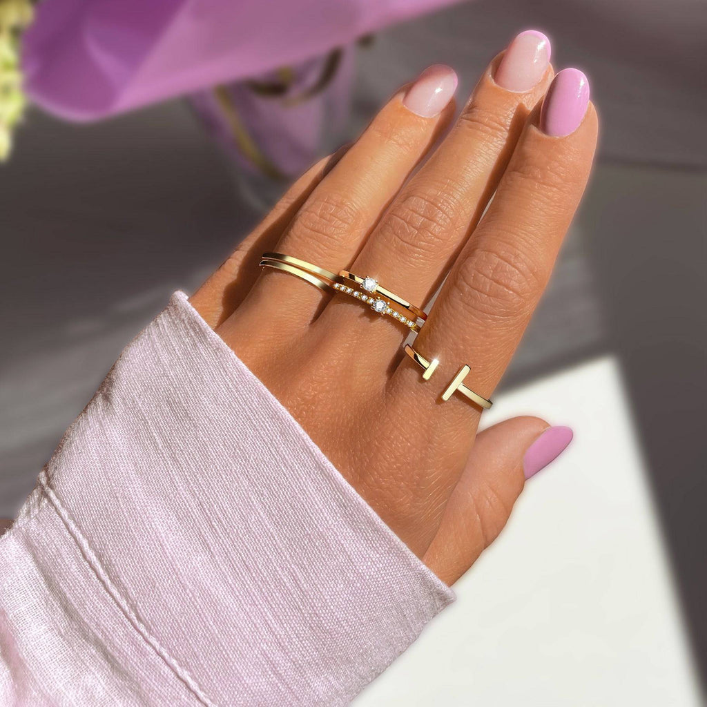 ANILLO VALENTINO COSTA ABIERTO GEOMÉTRICO MINIMAL