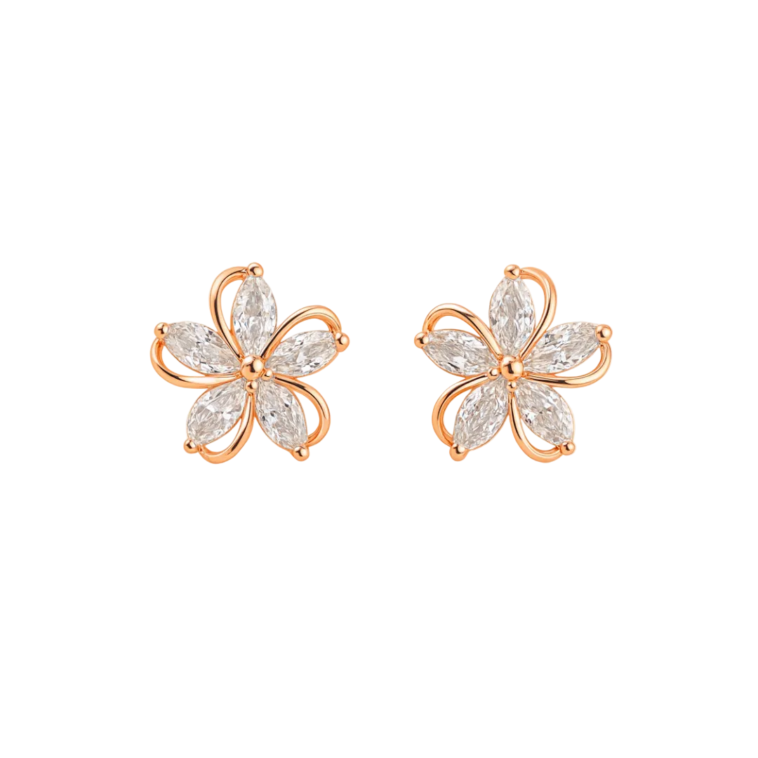 PENDIENTES VALENTINO COSTA FLOR DORADA CON CIRCONITAS