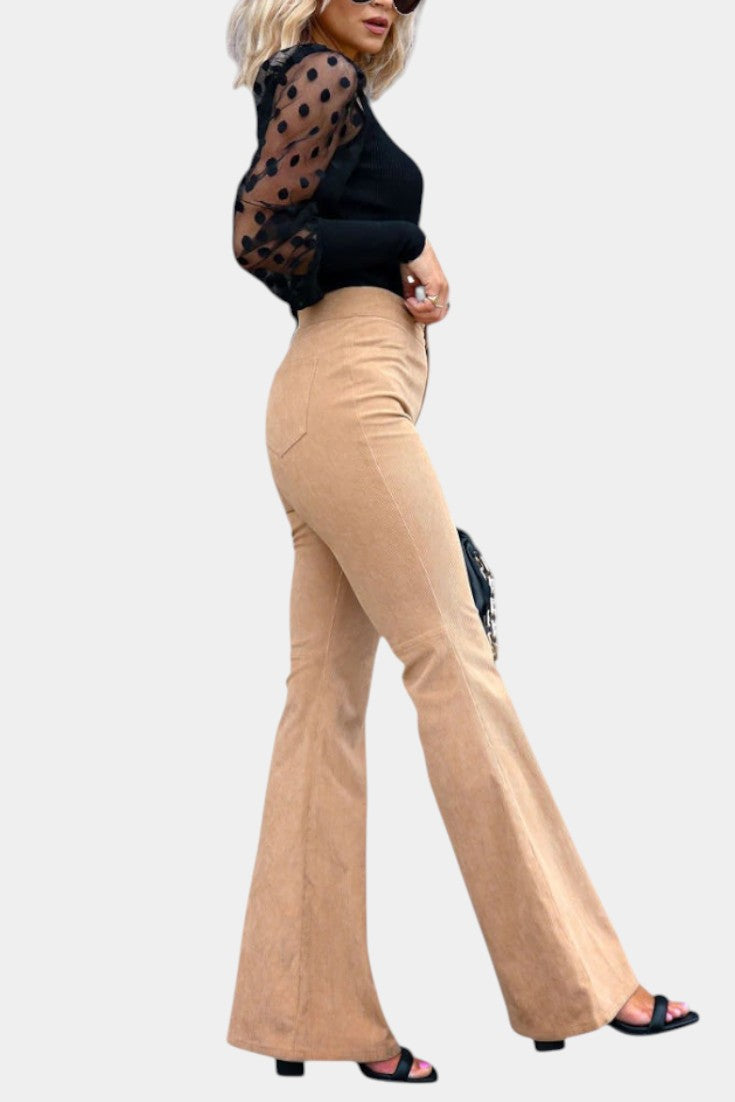 Kiara | Pantalones de Terciopelo de Pierna Ancha de Cintura Alta