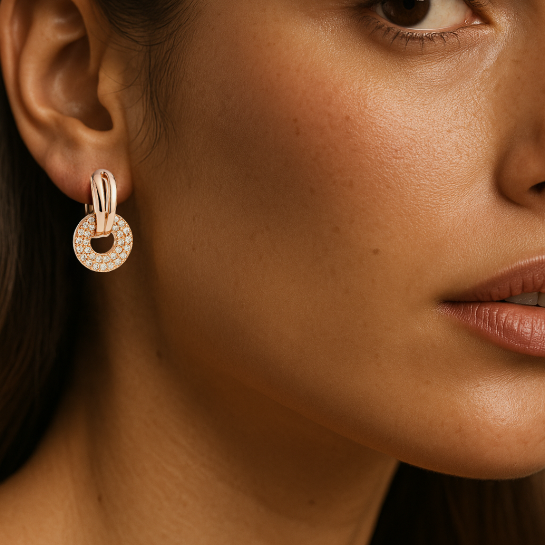 PENDIENTES VALENTINO COSTA ARO DORADO CON COLGANTE TEXTURIZADO