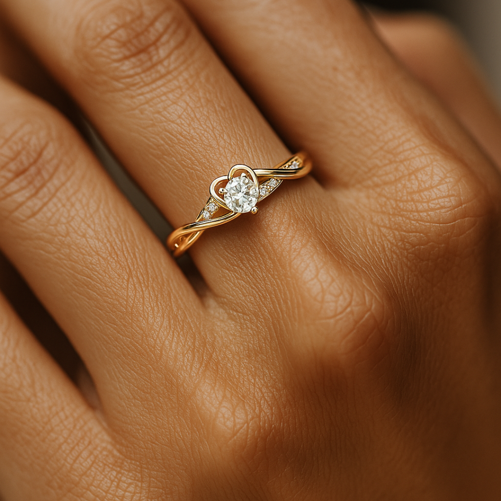 ANILLO VALENTINO COSTA DORADO CORAZÓN CON CIRCONITAS