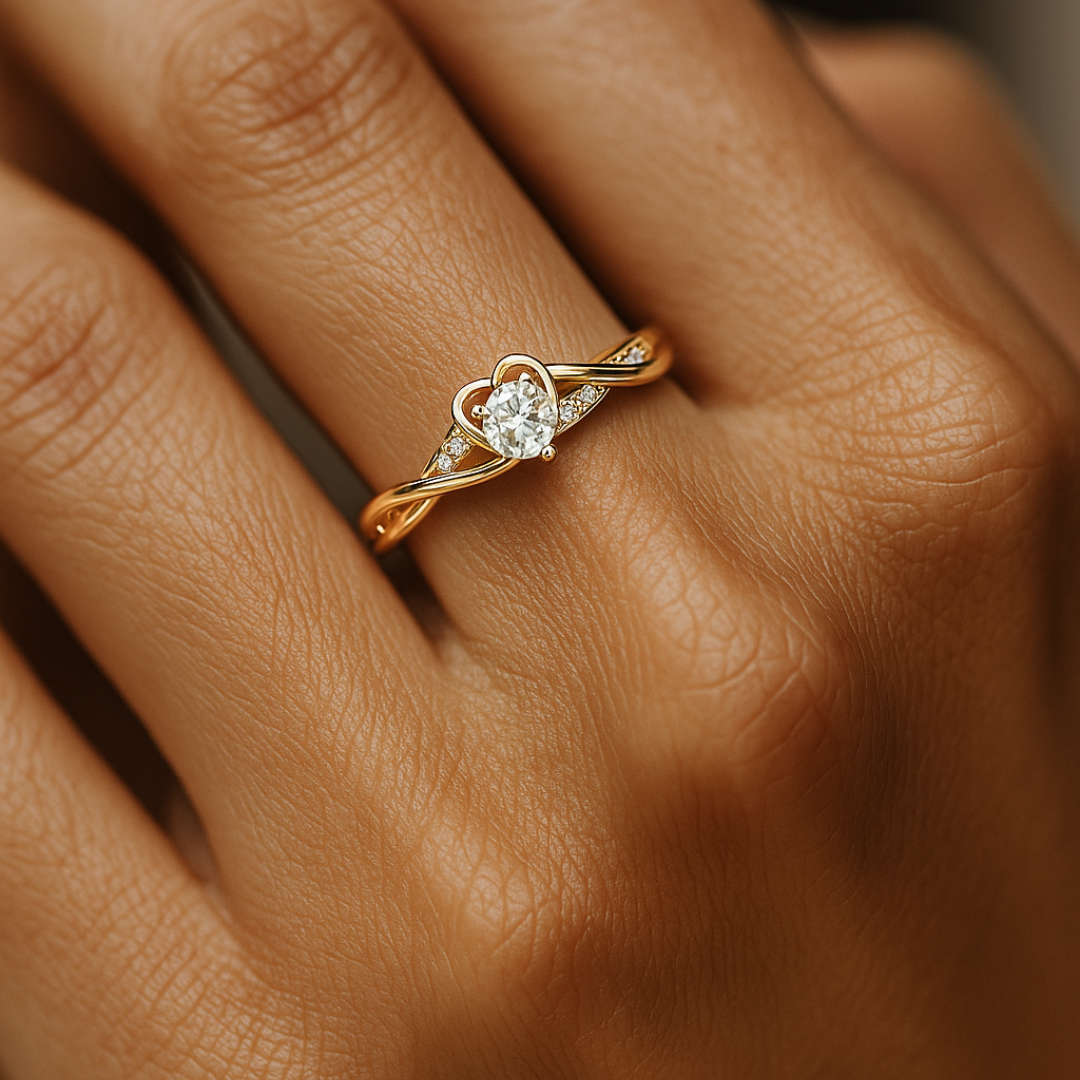 ANILLO VALENTINO COSTA DORADO CORAZÓN CON CIRCONITAS