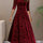 Valeria | Vestido Rojo de terciopelo elegante con mangas largas