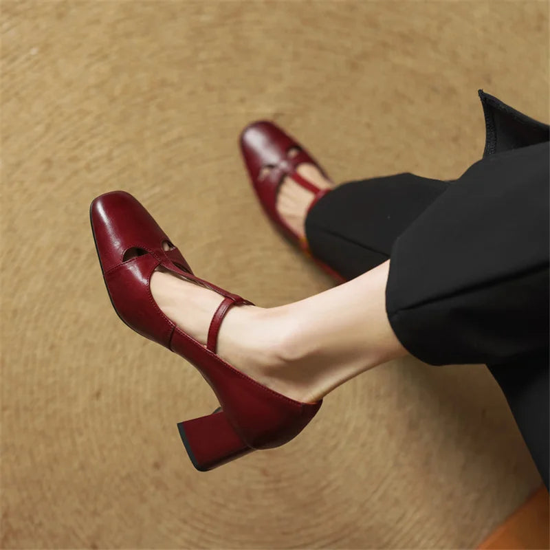 Elora Tacones Altos de Cuero Auténtico