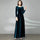 Catalina | Vestido Azul Largo de Terciopelo Holgado y Mangas Largas