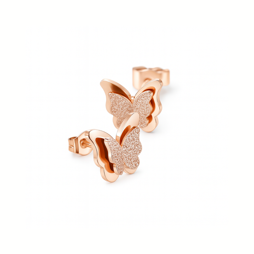 PENDIENTES VALENTINO COSTA MARIPOSA ROSADA CON CIRCONITAS