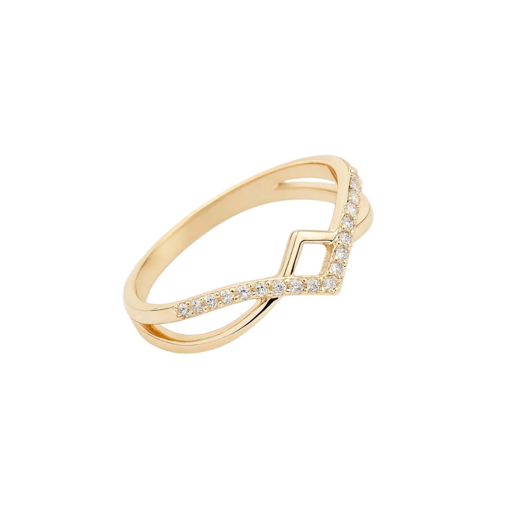 ANILLO VALENTINO COSTA DORADO GEOMÉTRICO CON CIRCONITAS