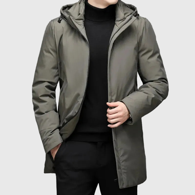 Andrés | Abrigo largo de invierno con capucha para hombres
