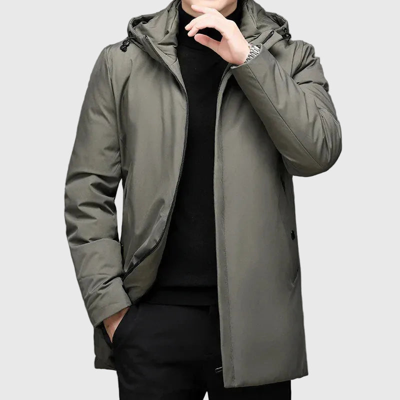 Andrés | Abrigo largo de invierno con capucha para hombres