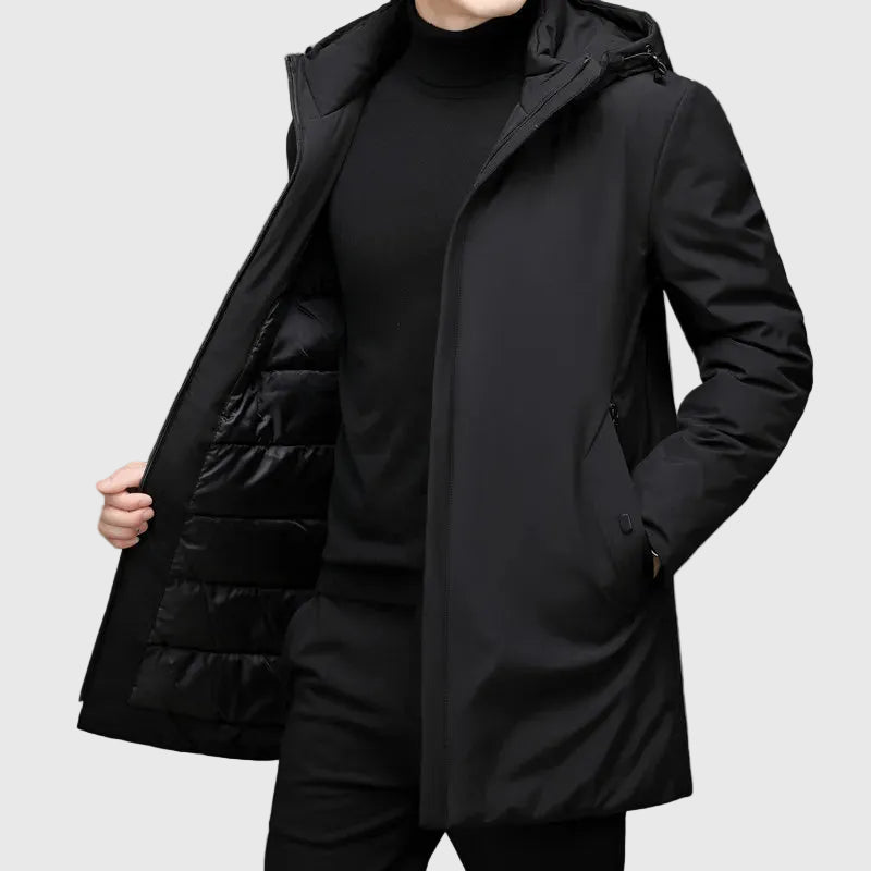 Andrés | Abrigo largo de invierno con capucha para hombres