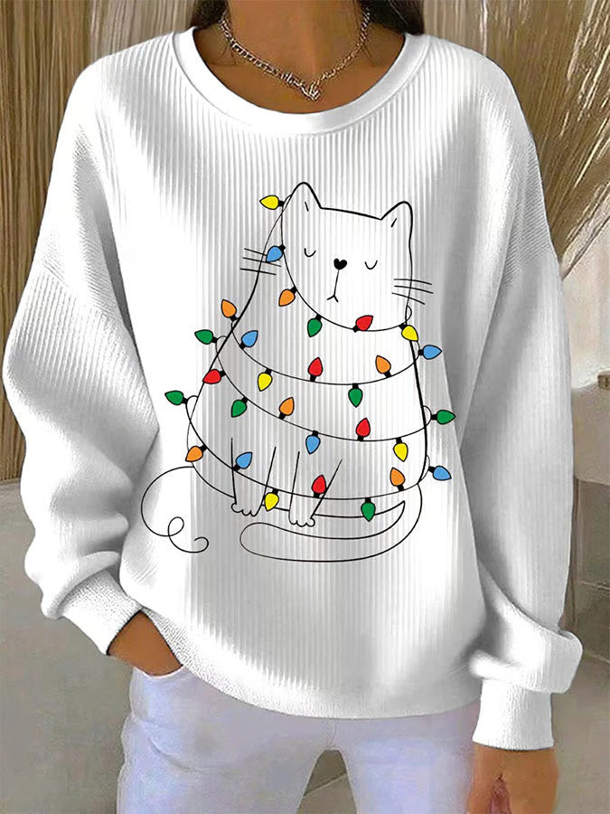 Saar - Suéter navideño con motivo de gatos