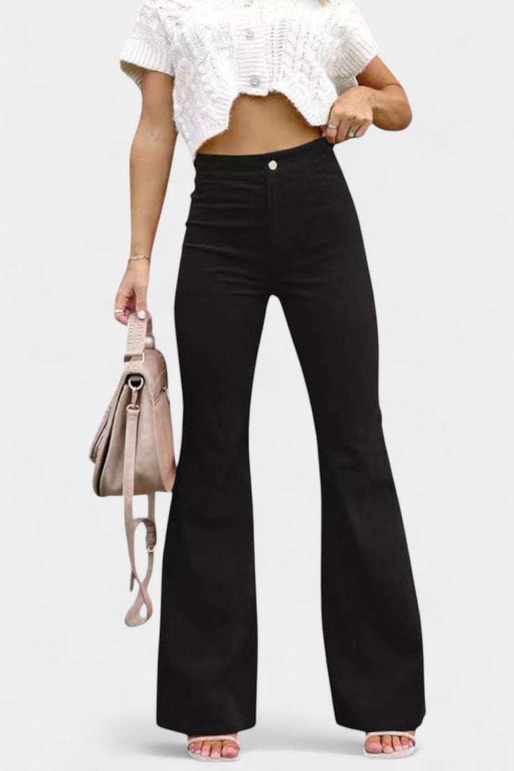 Kiara | Pantalones de Terciopelo de Pierna Ancha de Cintura Alta
