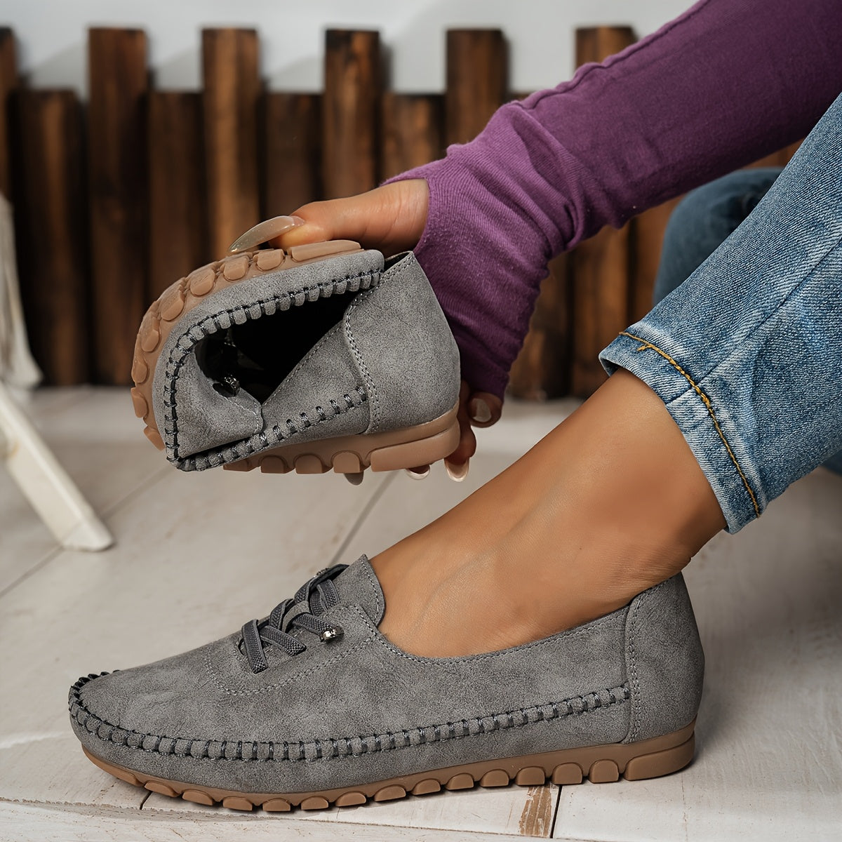 MOCASINES CASUALES DE ANTELINA CON CORDONES Y SUELA FLEXIBLE
