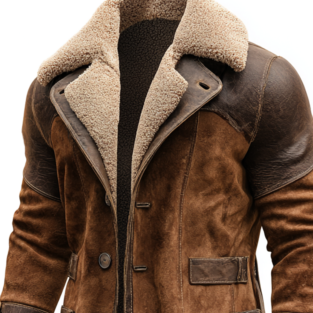 Hugo | Abrigo Vintage de Cuero Marrón con Shearling