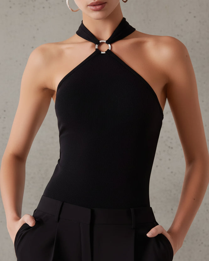 TOP VALENTINO COSTA HALTER NOIRÉ