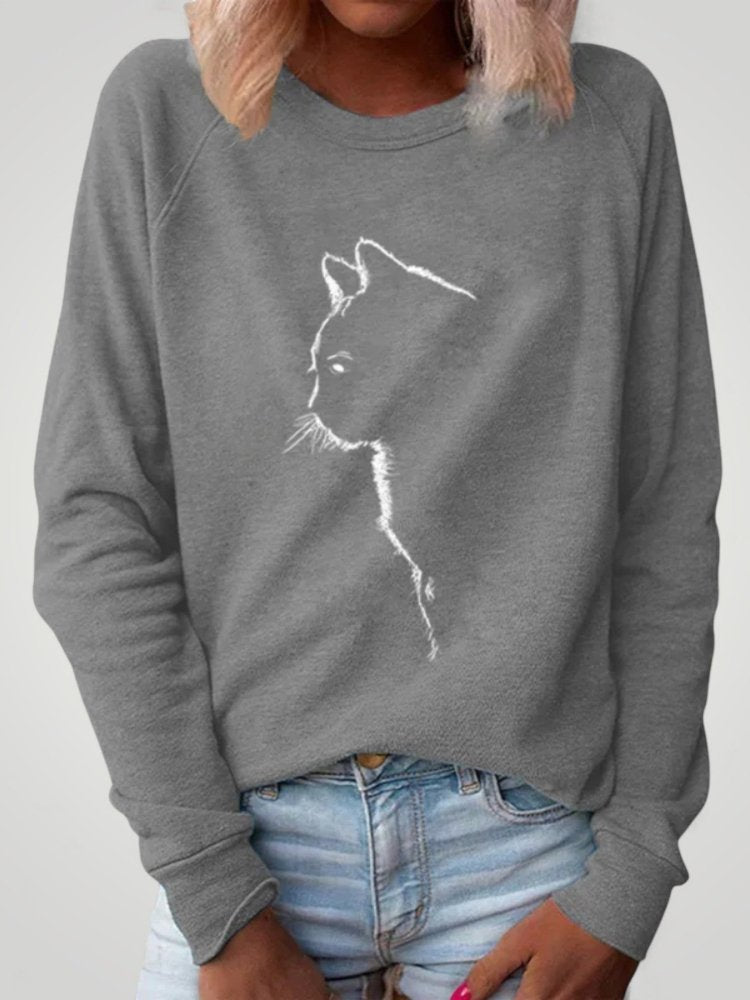 Dörte | Suéter cómodo con un encantador estampado de gato
